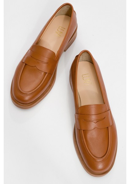 Pline Taba Cilt Hakiki Deri Kadın Loafer Ayakkabı fiyatları