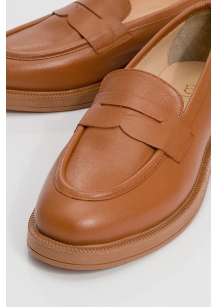 Pline Taba Cilt Hakiki Deri Kadın Loafer Ayakkabı modelleri
