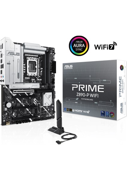 ASUS PRIME Z890-P WIFI Intel Z890 8400MHZ DDR5 LGA1851  DP HDMI USB4 4x M2 USB3.2 WiFi 7 + BT AURA RGB 2.5Gbit LAN ATX (PRIME Z890-P WIFI) Anakart