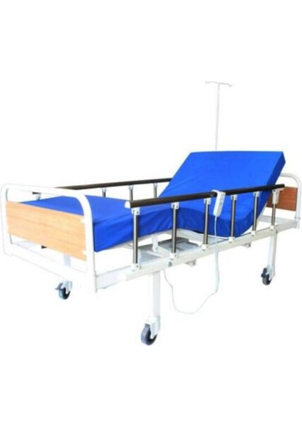 2 Motorlu Mdf Başlıklı Tabanca Korkuluklu Hasta Karyolası