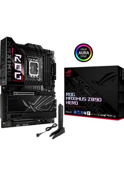 ROG MAXIMUS Z890 HERO Intel Z890 9200MHZ DDR5 LGA1851 HDMI 2xUSB4 6x M2 USB3.2 WiFi 7 + BT AURA RGB 5Gbit + 2.5Gbit LAN (ROG MAXIMUS Z890 HERO) Anakart