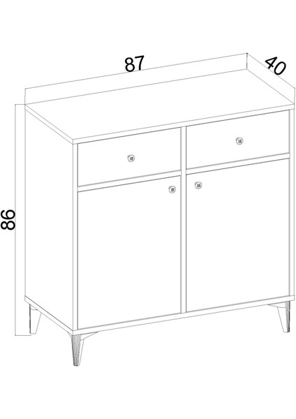 Bolvadin 2 Kapaklı 2 Çekmeceli Şifonyer, 87X86X40 cm