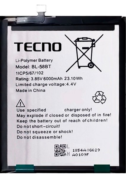 Tecno Pova NEO Batarya Pil Sıfır Orijinal