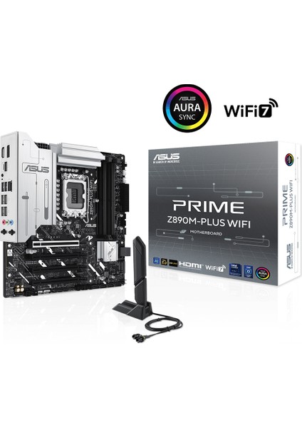 ASUS PRIME Z890M-PLUS WIFI Intel Z890 8400MHZ DDR5 LGA1851   DP HDMI Type-C 3x M2 USB3.2 WiFi 7 + BT AURA RGB 2.5Gbit LAN mATX (PRIME Z890M-PLUS WIFI) Anakart