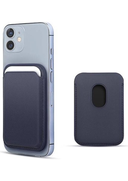 Apple iPhone 12 Mini Deri Cüzdan MagSafe Lacivert