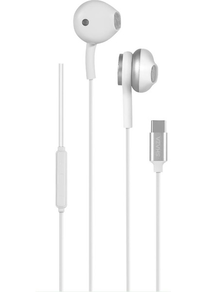 Stereo Ses Silikonlu Type-C Kablolu Kulaklık Beyaz