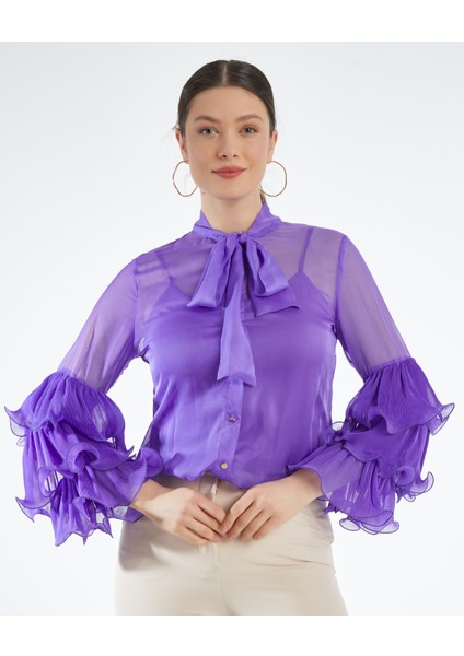 Kadın Mor Gömlek 35215