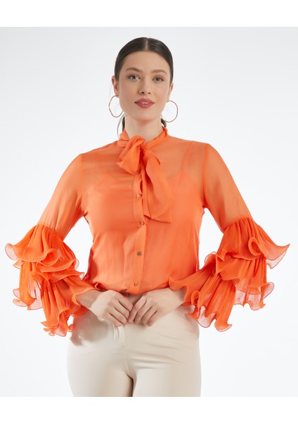 Kadın Turuncu Gömlek 35215