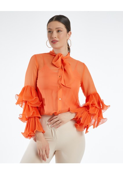 Kadın Turuncu Gömlek 35215 modelleri