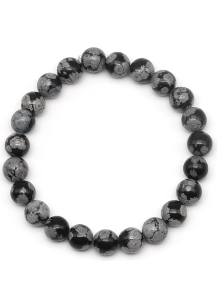 Karlı Obsidyen Doğal Taş Bileklik 8 mm Küre Kesim fiyatları