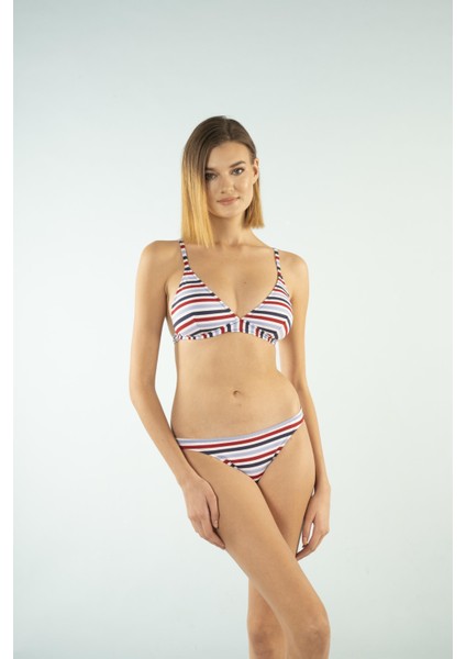 Bantlı Toparlayıcı Üçgen Bikini Takımı - Çizgili modelleri