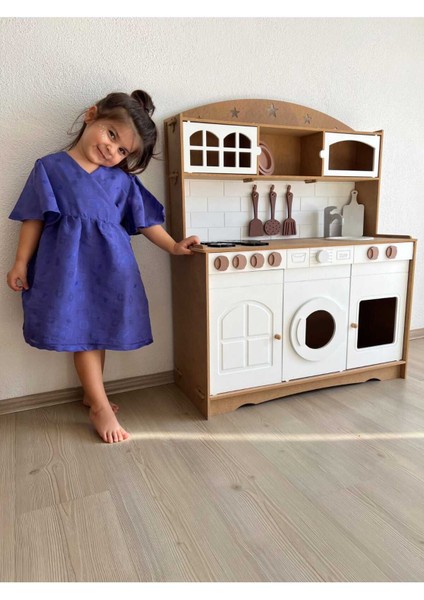 Özka Wooden Toys Montessori Mutfak 7 Adet Set Hediye'li (Ahşap-Beyaz) fiyatları