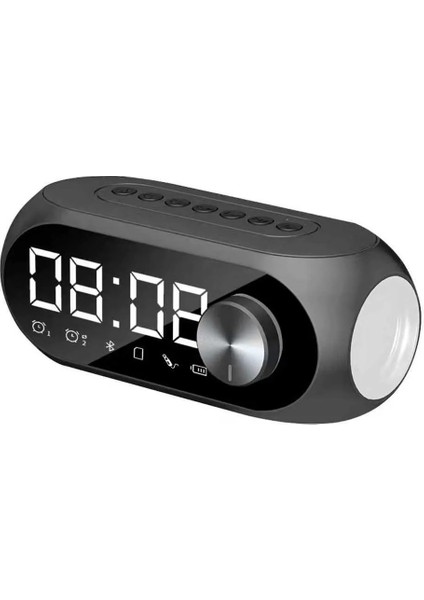 Çok Fonksiyonlu Dijital Saat Bluetooth Hoparlör Hafıza Kartı USB ve Aux Girişi Şık Tasarım Üstün Performans Işıklı Aynalı
