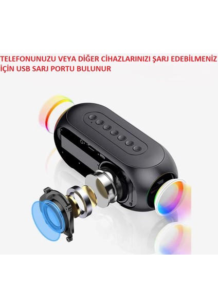 Çok Fonksiyonlu Dijital Saat Bluetooth Hoparlör Hafıza Kartı USB ve Aux Girişi Şık Tasarım Üstün Performans Işıklı Aynalı fırsatları