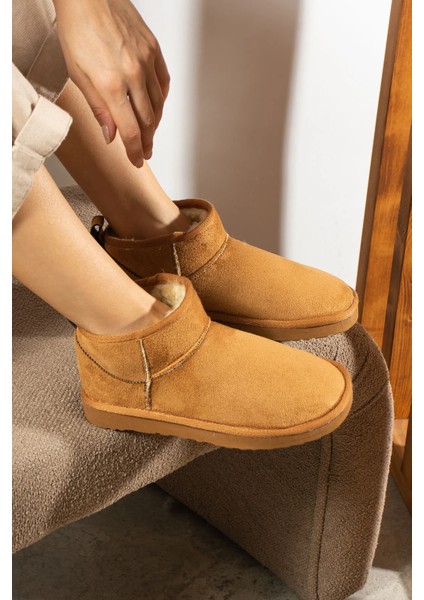 Mini Taba Süet Yarım Bot Içi Tüylü Düz Taban Kadın Ayakkabı fiyatları