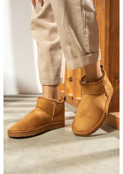 Mini Taba Süet Yarım Bot Içi Tüylü Düz Taban Kadın Ayakkabı fırsatları