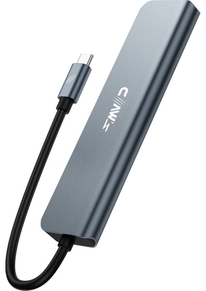 CHUB007-P 7in1 Windows & Mac 100w Hızlı Şarj - Type-C to 4K HDMI *1x USB-C 100W PD *1x USB-C Data *1x USB 3.0 5Gbps *1x USB 2.0 480 Mbps *2x TF/SD Card 7in1 Çevirici HUB Çoklayıcı