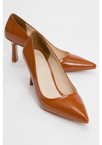 Calse Taba Rugan Kadın Topuklu Ayakkabı