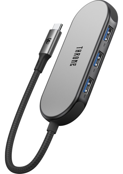 CHUB007-A Windows & Mac Uyumlu 100w Hızlı Şarj Özellikli Type-C to 4K HDMI *1x USB-C 100W PD *3x USB-A 3.0 5Gbps *2x TF/SD Card 7in1 Örgü Kablolu Çevirici HUB Çoklayıcı