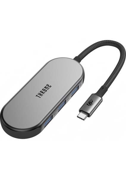 CHUB007-A Windows & Mac Uyumlu 100w Hızlı Şarj Özellikli Type-C to 4K HDMI *1x USB-C 100W PD *3x USB-A 3.0 5Gbps *2x TF/SD Card 7in1 Örgü Kablolu Çevirici HUB Çoklayıcı