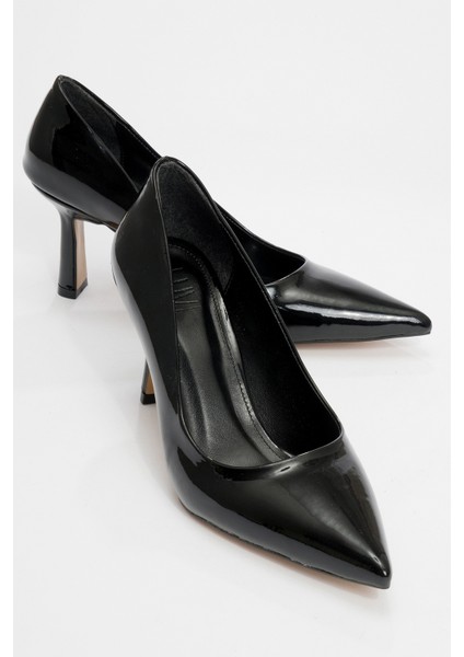 Calse Siyah Rugan Kadın Topuklu Ayakkabı