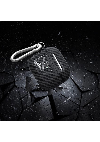 Apple Airpods 4 Silikon Askılı Kılıf Karbon Fiber Görünümlü Kapak Airbag 05 indirimleri