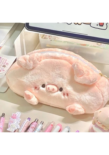 Küçük Kırmızı Kitap Pembe Kız Kalp Ama Domuz Peluş Öğrenci Kalem Çantası Iyi Görünümlü Ortaokul Sevimli Kırtasiye Saklama Çantası (Yurt Dışından)