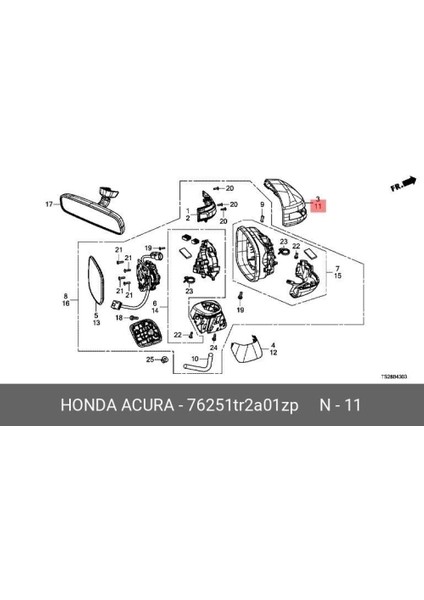 Ayna Kapağı Dış Cıvıc 12-16 Fb7 Sedan Sol (Oem No: 76251-TR2-A01ZP)