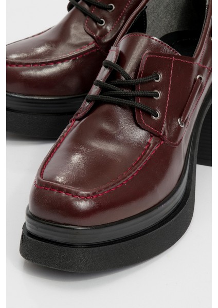 Dudley Bordo Cilt Bağcıklı Kadın Platform Topuklu Ayakkabı modelleri