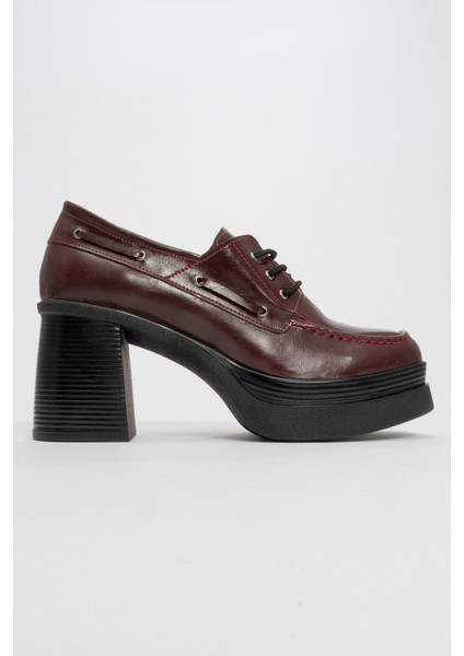 Dudley Bordo Cilt Bağcıklı Kadın Platform Topuklu Ayakkabı fırsatları