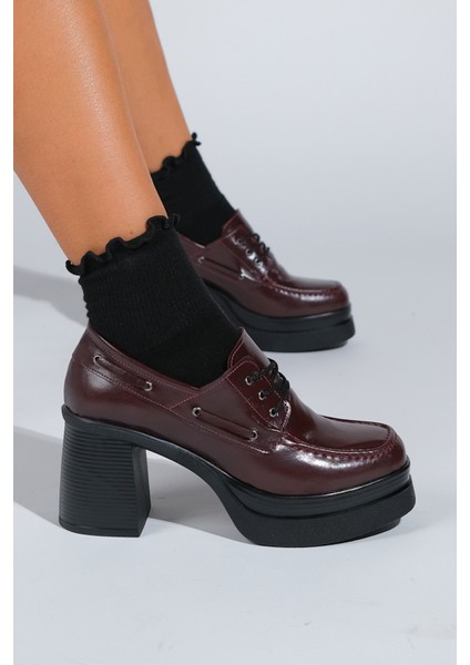 Dudley Bordo Cilt Bağcıklı Kadın Platform Topuklu Ayakkabı indirimleri