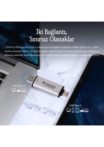 TS1TESD310S 1tb Usb/type-C 10GBPS Taşınabilir Harici SSD - Gümüş