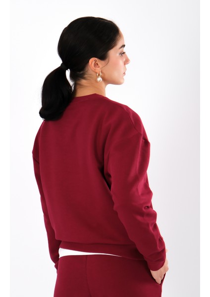 Zero Give Relaxed Fit Sweatshirt Kadın - Bordo