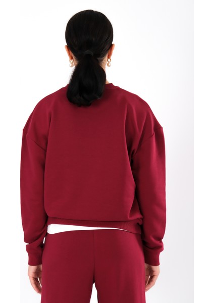 Zero Give Relaxed Fit Sweatshirt Kadın - Bordo