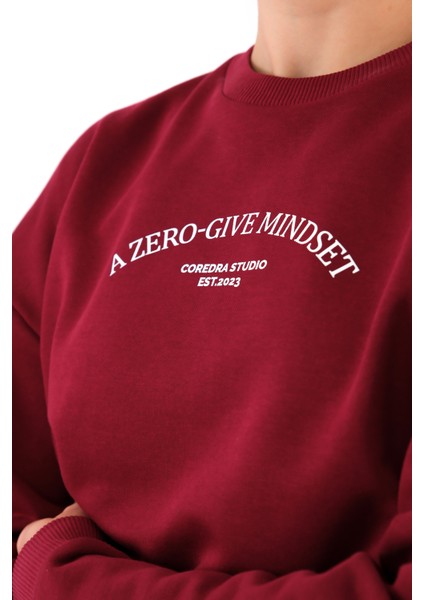 Zero Give Relaxed Fit Sweatshirt Kadın - Bordo modelleri