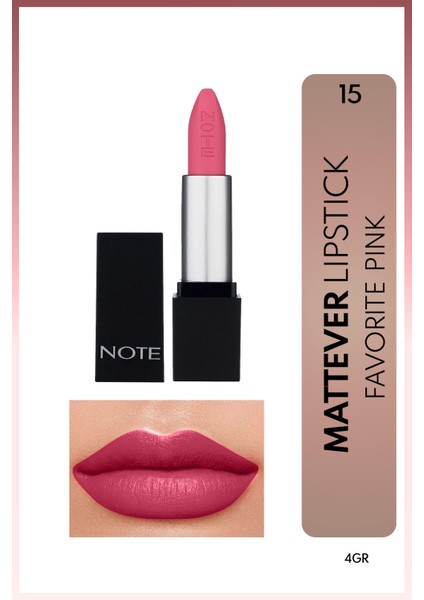Mattever Lipstick Yarı Mat Saten Bitişli Ruj 15 Favorite Pink - Pembe