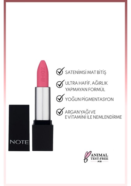 Mattever Lipstick Yarı Mat Saten Bitişli Ruj 15 Favorite Pink - Pembe fiyatları