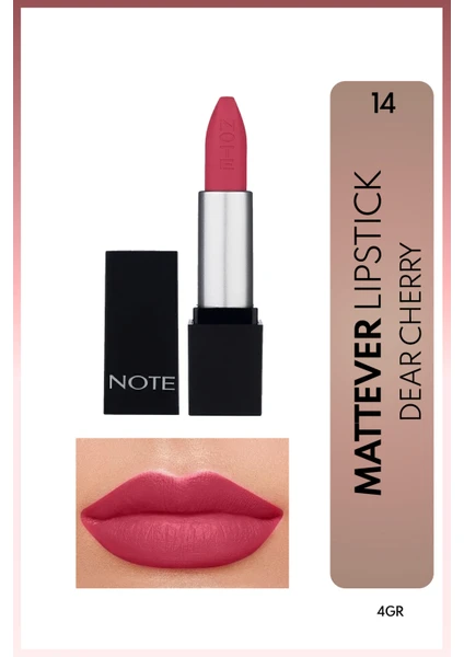 Mattever Lipstick 14 Dear Cherry Yarı Mat Saten Bitişli Ruj - Pembe