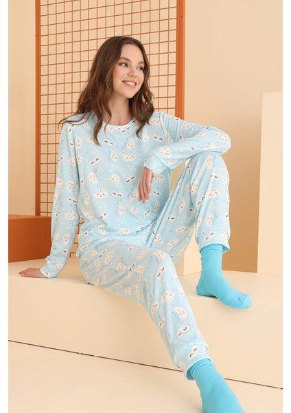 Nbb Mavi Cloud Shaped Pijama Takımı