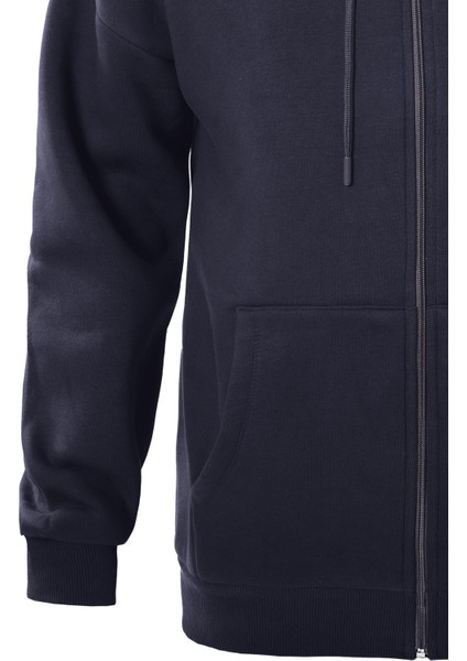 Fermuarlı Kapüşonlu Oversize Sweatshirt - Lacivert indirimleri