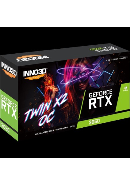 INNO3D N30502-08D6-1711VA41, Twın X2, RTX3050, 8gb, 128BIT, Gddr6, 1xdvı, 1xhdmı, 1xdp Gamıng Ekran Kartı