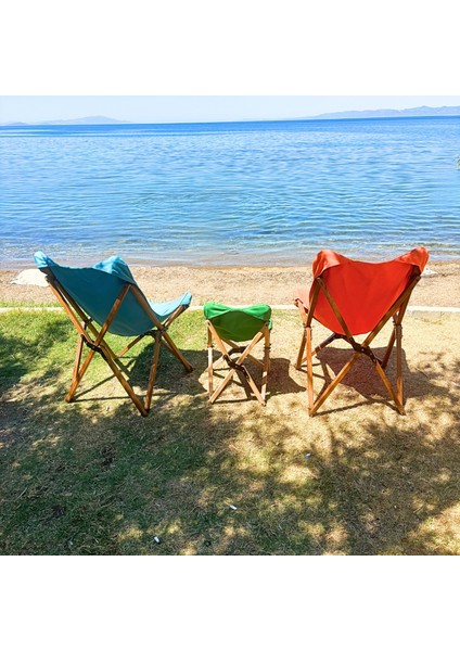 KIDS Ahşap Katlanır Kamp & Bahçe Sandalyesi – Kahverengi Iskelet - Yeşil Kılıf indirimleri