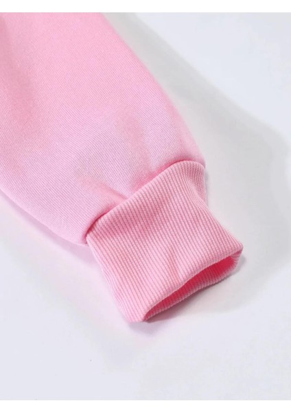 Oversize Bisiklet Yaka Basic Adventure Baskılı Sweatshirt - Pembe