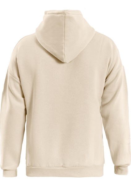 Basic Düz Renk Kapüşonlu Içi Yumuşak Polarlı Oversize Sweatshirt - Bej fiyatları