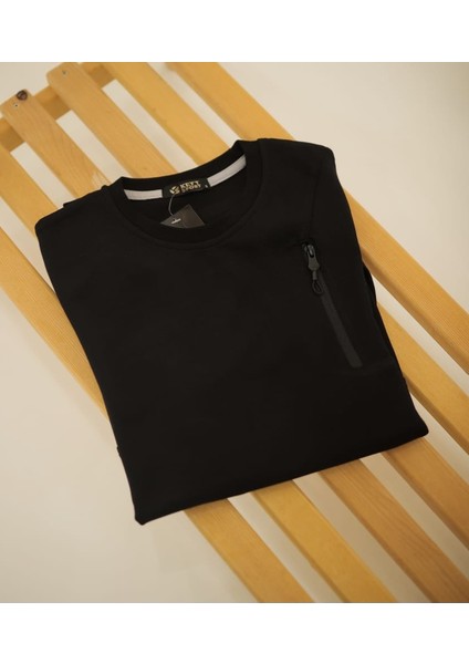 Kanguru Cepli Fermuar Detaylı Kapüşonsuz Sweatshirt %75 Cotton %25 Polyester fırsatları