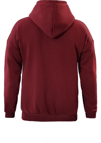 Fermuarlı Kapüşonlu Oversize Sweatshirt - Bordo fiyatları