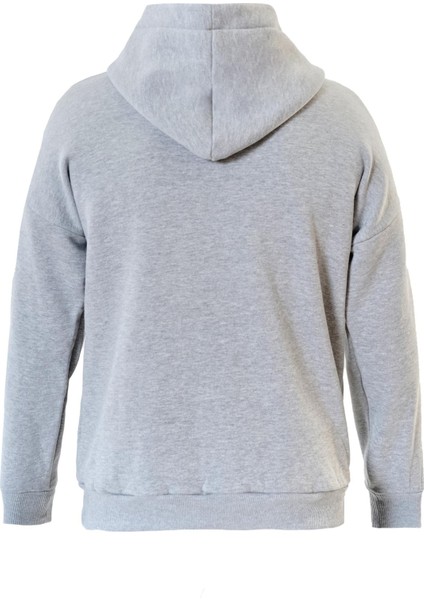 Basic Düz Renk Kapüşonlu Içi Yumuşak Polarlı Oversize Sweatshirt - Gri fiyatları