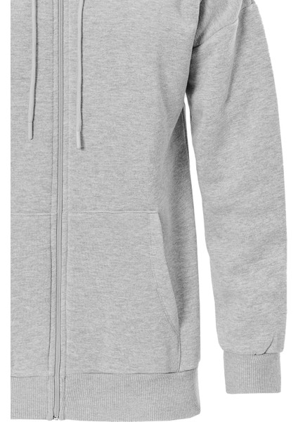 Fermuarlı Kapüşonlu Oversize Sweatshirt - Gri indirimleri