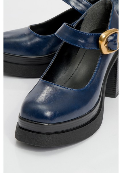 Ashes Laci Cilt Gold Tokalı Kadın Platform Topuklu Ayakkabı modelleri