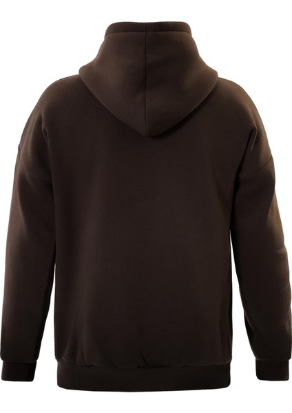 Fermuarlı Kapüşonlu Oversize Sweatshirt - Kahverengi fiyatları
